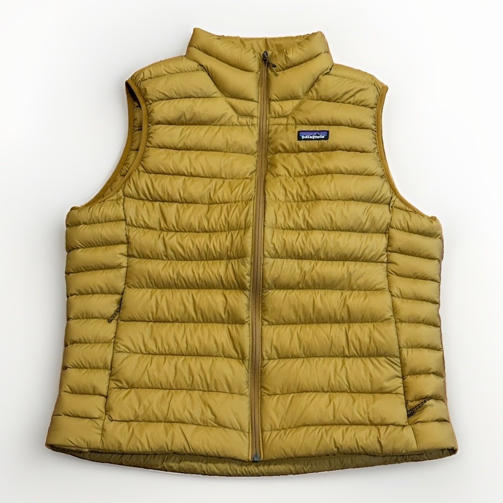 Patagonia Down Vest Men's Down Sweater Puffer Large Gold Zip Outdoor Gorpcore